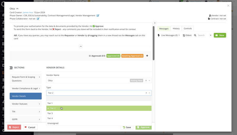 Vendor Categorisation Within Gatekeeper