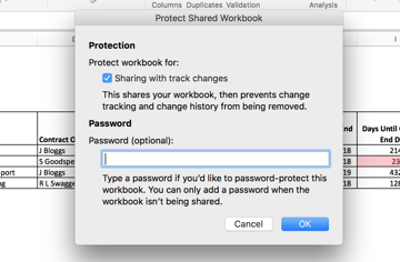 Managing Contracts with Excel - Workbook Protection
