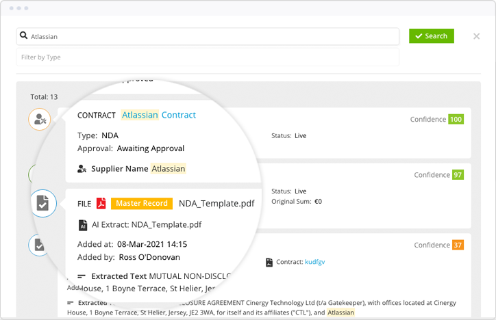 A screenshot demonstrating Gatekeeper's contract repository and the information users can see