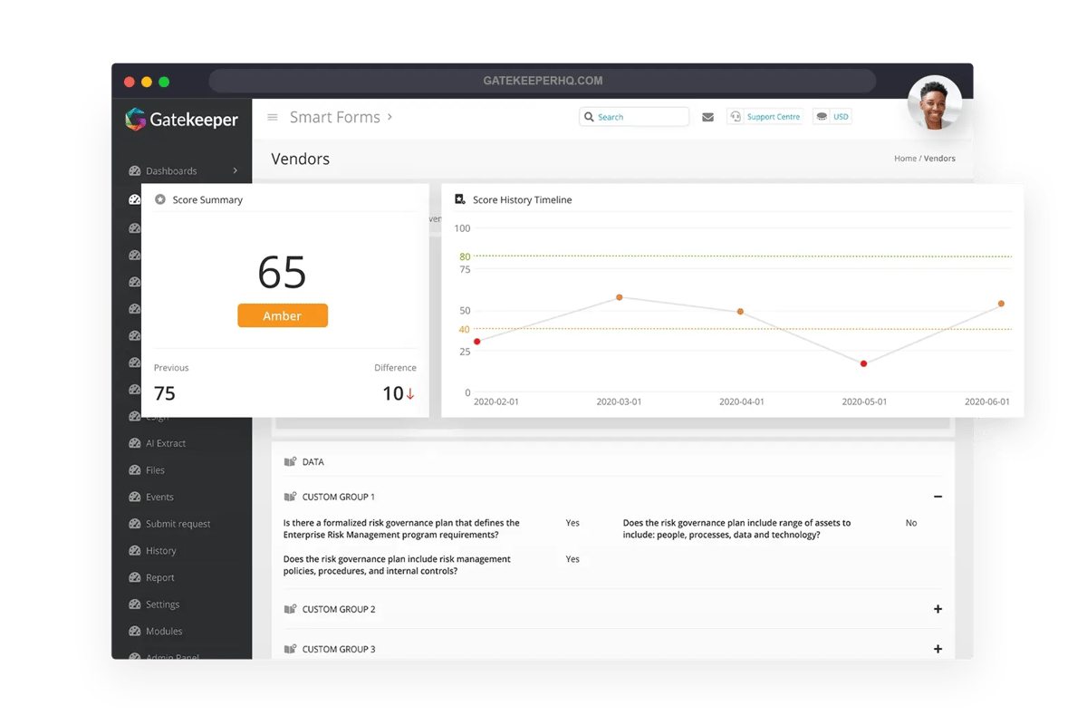 Smart Forms for Automated Vendor Due Dilligence